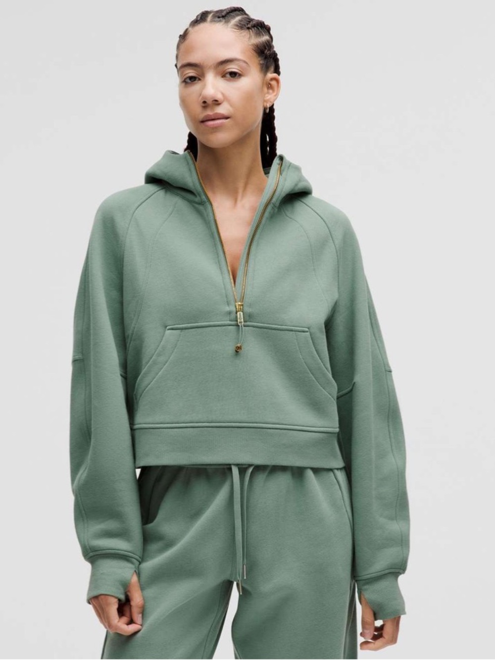 EUC Lululemon Scuba Oversized Half Zip Hoodie in Crater Blue/Gold - S/XS